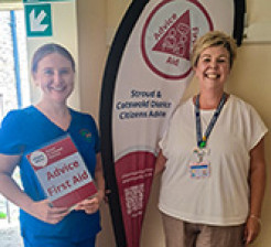 Photo of Jo Main and a trainer from Stroud and North Cotswolds CAB
