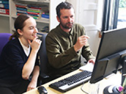 Lucy Eccles and Guy Dobson at work