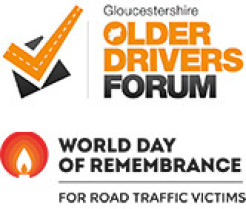 Logos of Gloucestershire Older Drivers Forum and the World Day of Remembrance for Road Traffic Victims
