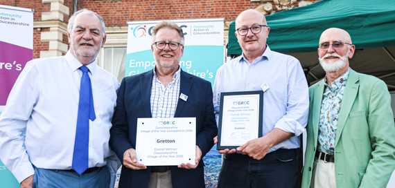  In photo left to right, Charles Coats, chair of GRCC's Board of Trustees, Mark Oliver, Gretton Village Association, Adam Wawn, Gretton Village Association, Duncan McGaw, Vice Chair of GRCC's Board of Trustees.