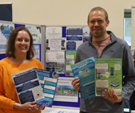 Staff from Cheltenham Borough Council with colourful flood prevention leaflets