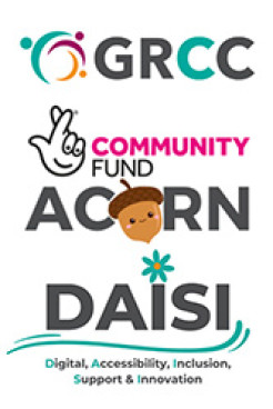 Logos for GRCC, Community Fund, ACORN and DAISI