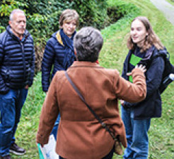 Lucy Eccles (right) and a group of volunteer flood wardens inspecting waterways